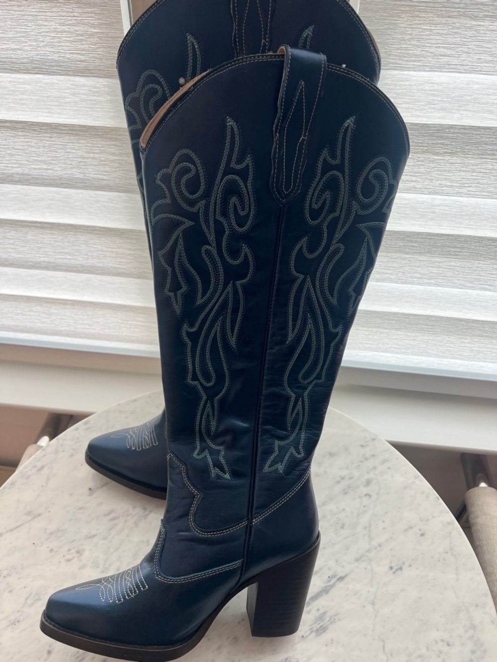 Classic Tall wide calf Western Boots in blue - Women's Fashion Boot